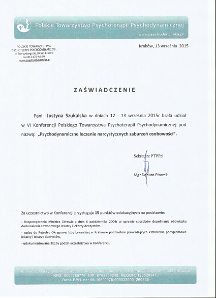 kwalifikacje - justyna szukalska